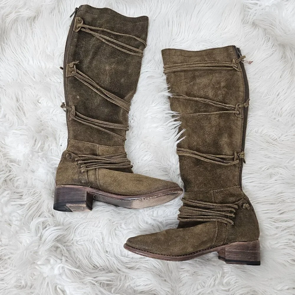 Bed Stu Women’s Redmond Tall Sailor Suede Boots Size 7.5 Brown